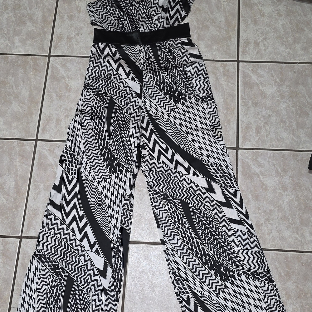 Black and White Geometric Women's Jumpsuit